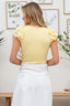 Cooper Scrunched Contrast Sleeve Top - Light Yellow