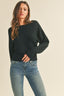 Ribbed Dolman Sleeve Sweater - Black