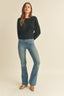 Ribbed Dolman Sleeve Sweater - Black