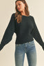 Ribbed Dolman Sleeve Sweater - Black