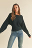 Ribbed Dolman Sleeve Sweater - Black