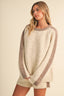 CONTRAST SWEATER TOP AND SHORTS SET: OATMEAL MULTI