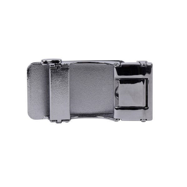 Men's Genuine Leather Sliding Buckle Ratchet Belt - Grey