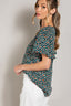 V Neck Print Short Sleeve Top - Kelly Green
