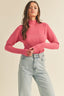 Ribbed Mock Neck Sweater - Raspberry Cream