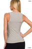 Ribbed Scoop Neck Tank Top - H. Grey
