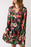 Abstract Ruffled Drawstring High Waist Mini Dress