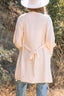 Solid Color Open Front Cardigan with Tie - Apricot