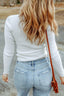 Cable Crossed V Neck Sweater - White
