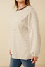 Curvy Soft Stripe Knit Contrast Long Sleeve - Taupe