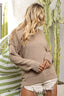 Raw Edged Popcorn V-Neck Sweater - Latte