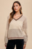 Color Block Sweater Top: Mocha