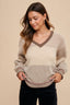 Color Block Sweater Top: Mocha
