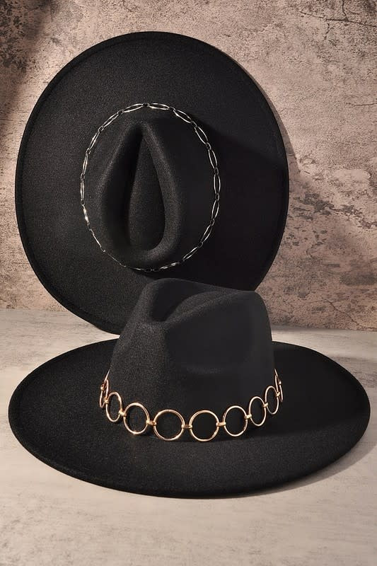 Round Strap Suede Fedora Hat
