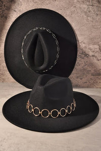 Round Strap Suede Fedora Hat