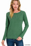 Viscose Round Neck Basic Sweater - Dark Green