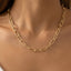 Gold Dipped Dainty Textured Oval Chain Necklace: GOLD