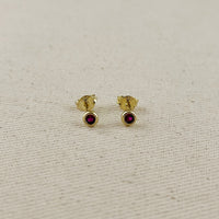 18K Gold Filled Dainty Bezel CZ Birthstone Stud Earrings