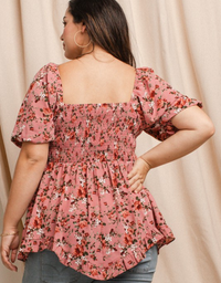 Floral Printed Babydoll Square Neck Top