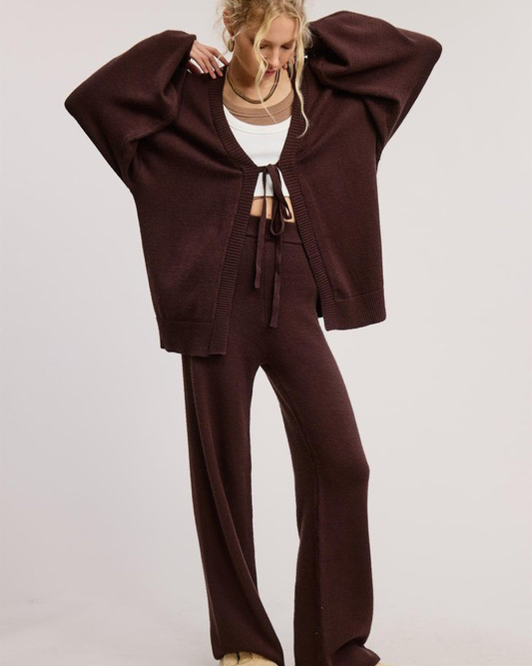 Ribbed Detail Knit Pants