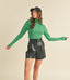 Ribbed Mock Neck Sweater - Kelly Green