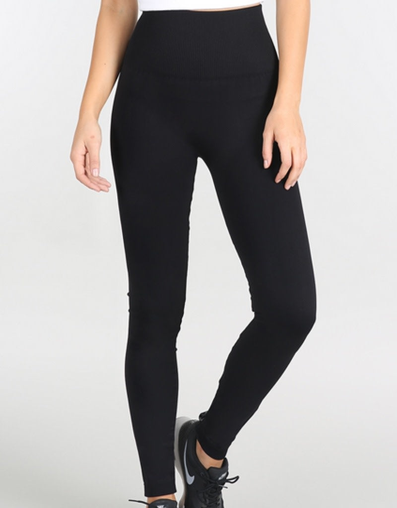 High Rise Solid Leggings - Black