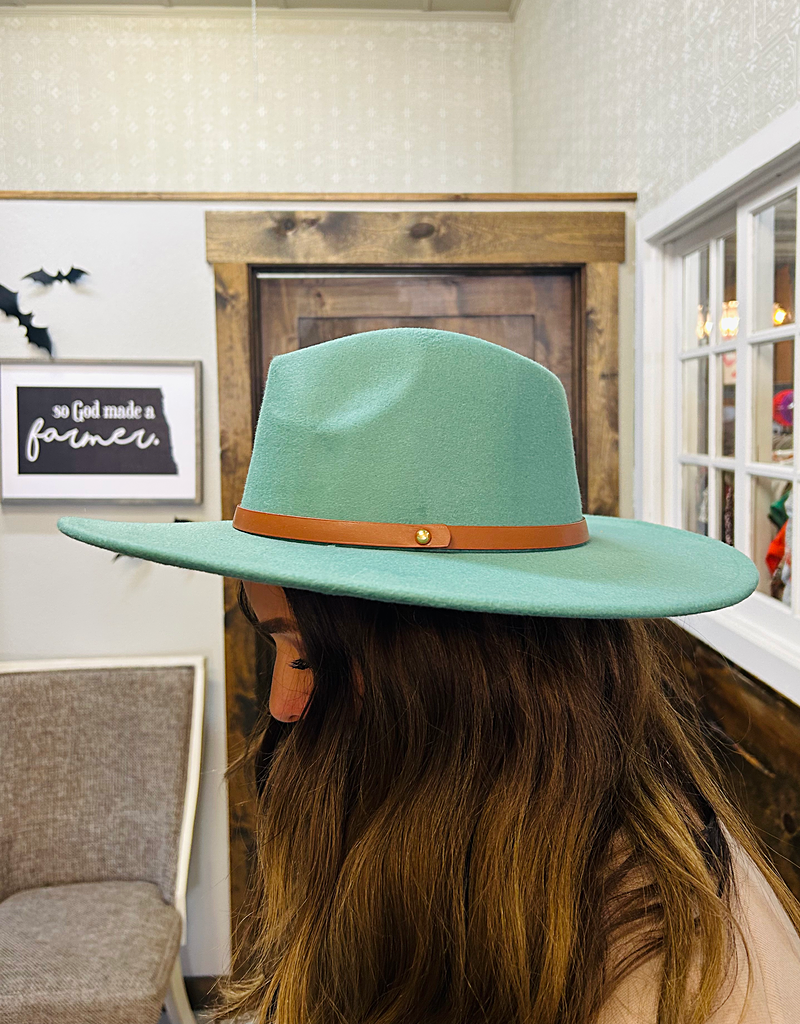 Leather Trim Solid Fedora Hat