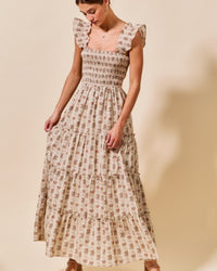 Vintage Romantic Floral Tiered Summer Maxi Dress