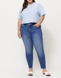Amber Curvy Mid Rise Crop Skinny - Dark