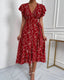 Floral Ruffle Sleeves Midi Dress