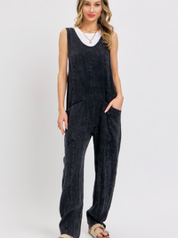 Mineral Washed Jumpsuit - Black