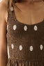 Polka Dot-print Smocked Sleeveless Pocket Maxi Dress: Chocolate