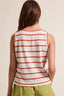Striped Knit V-Neck Tank Top: Cherry
