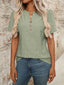 Eyelet Notched Short Sleeve Top - Sage