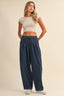 DENIM ELASTIC WAIST RELAXED FIT BALLOON PANTS: DK DENIM