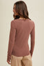 Scoop Neck Fitted Ribbed Knit Top - Red Bean