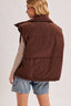 OVERSIZE HIGH NECK QUILTED PUFFER VEST: CHOCOLATE