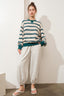 Retro Striped Crew Neck Sweatshirt