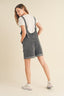 Cotton Denim Seam Detail Romper - Charcoal