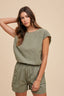 Utility Sportive Top & Cargo Shorts Set - Olive