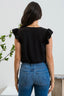 Split Neck Ruffle Sleeve Blouse