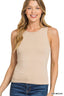 Double Layered Round Neck Tank Top - Ash Mocha