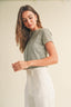 Patterned Fabric Top With Tank Top - Sage