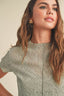Patterned Fabric Top With Tank Top - Sage