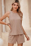 Ribbed Pocketed Shorts - Khaki