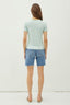 Casual Slim Striped Crewneck T-Shirt - Sage