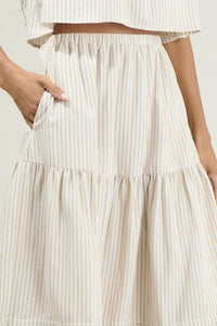 Everlanes Striped Flores Midi Skirt - Tan/White