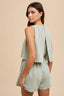 Double Layer Sleeveless Romper - Sage