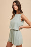 Double Layer Sleeveless Romper - Sage