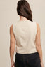 Fitted Linen Vest With Pockets - Natural